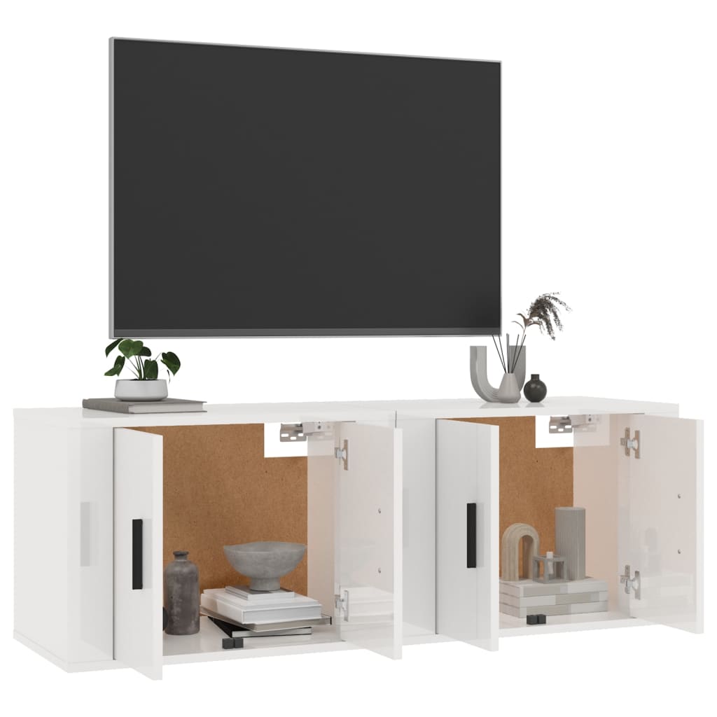 2 Piece Wall-mounted TV Cabinet Set High Gloss White 57x34,5x40 cm