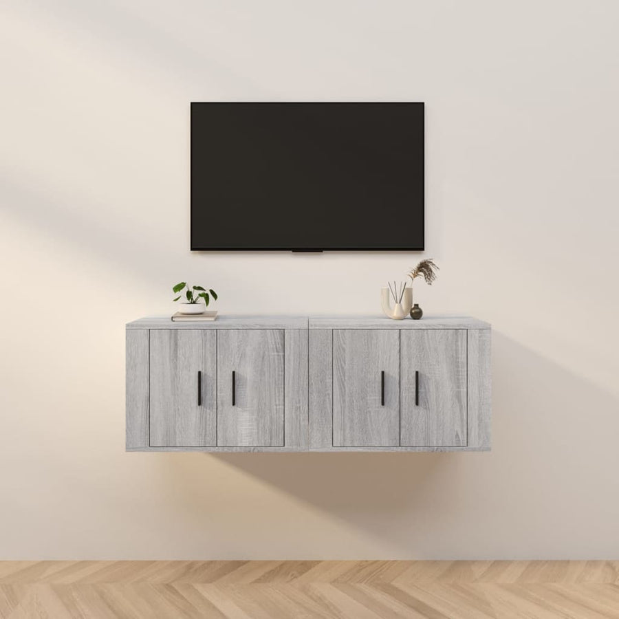 2 Piece Wall-mounted TV Cabinet Set Grey Sonoma 57x34,5x40 cm