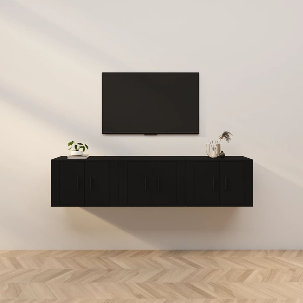 Wall-mounted TV Cabinets 3 pcs Black 57x34.5x40 cm