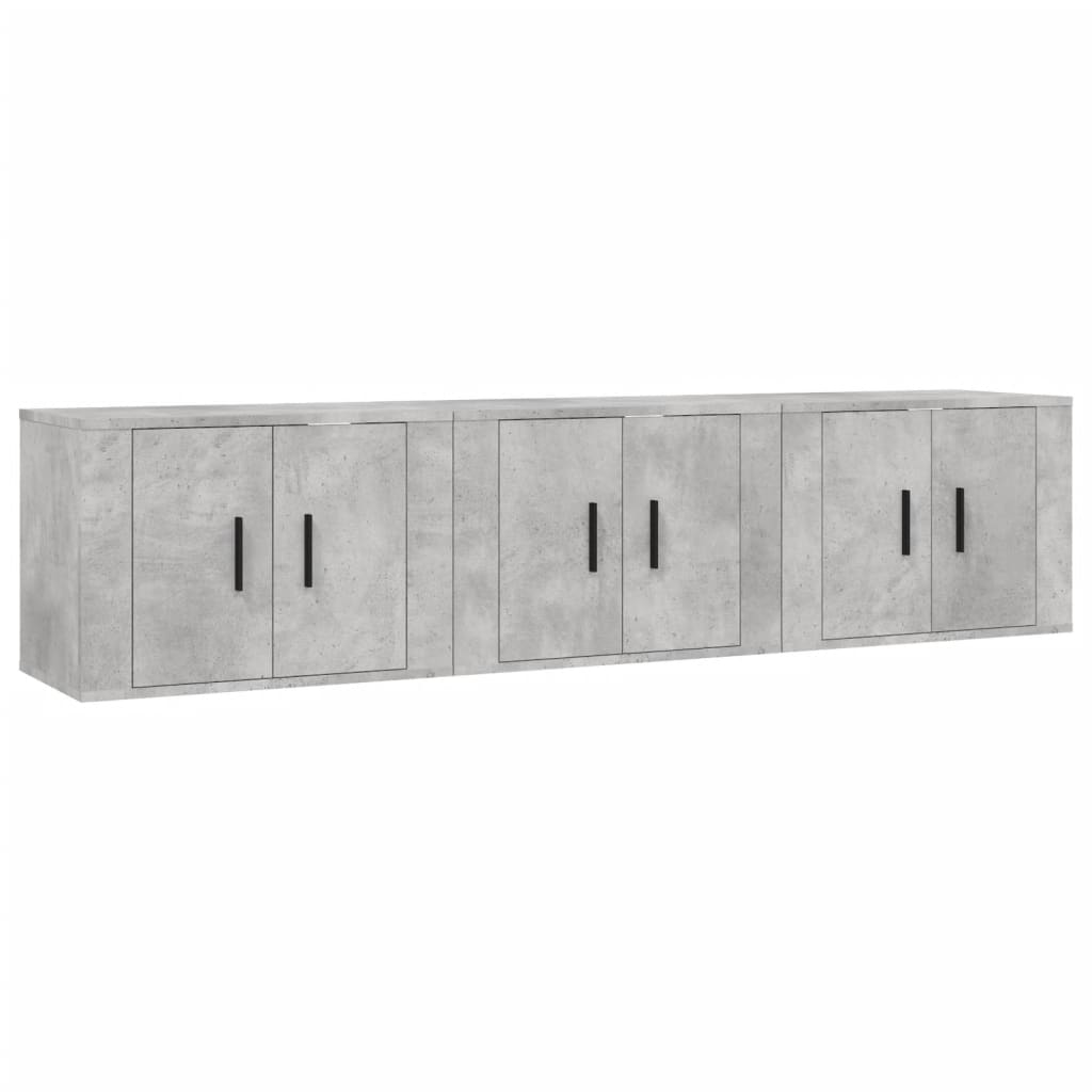 Wall-mounted TV Cabinets 3 pcs Concrete Grey 57x34.5x40 cm
