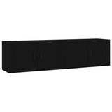Wall-mounted TV Cabinets 2 pcs Black 80x34.5x40 cm - Front View