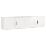 Wall-mounted TV Cabinets 2 pcs High Gloss White 80x34.5x40 cm - Front View