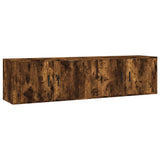 Wall-mounted TV Cabinets 2 pcs Smoked Oak 80x34.5x40 cm - Front View