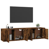 Wall-mounted TV Cabinets 2 pcs Smoked Oak 80x34.5x40 cm - Side View