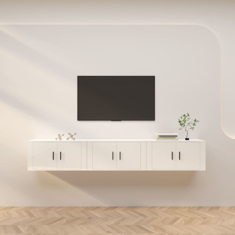 Wall-mounted TV Cabinets 3 pcs High Gloss White 80x34.5x40 cm
