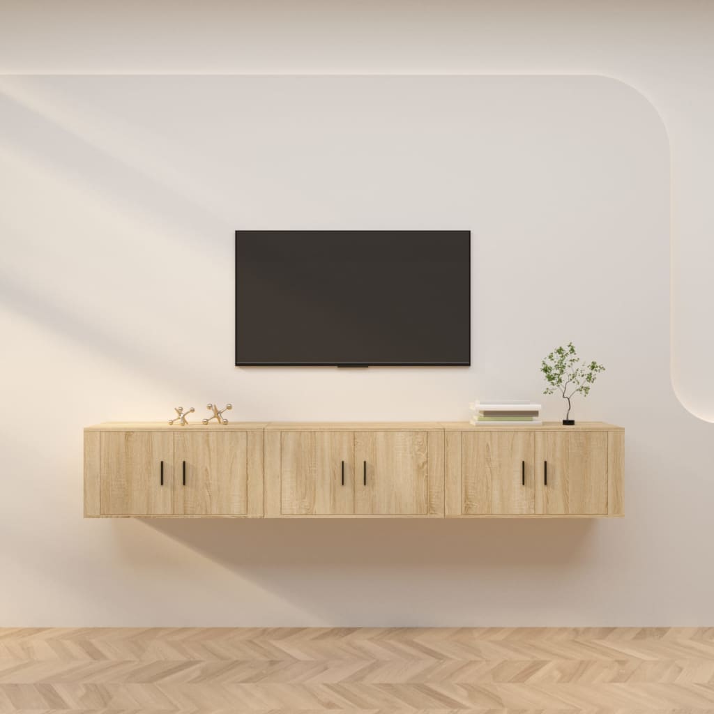 Wall-mounted TV Cabinets 3 pcs Sonoma Oak 80x34.5x40 cm