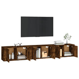 Wall-mounted TV Cabinets 3 pcs Smoked Oak 80x34.5x40 cm - Side View