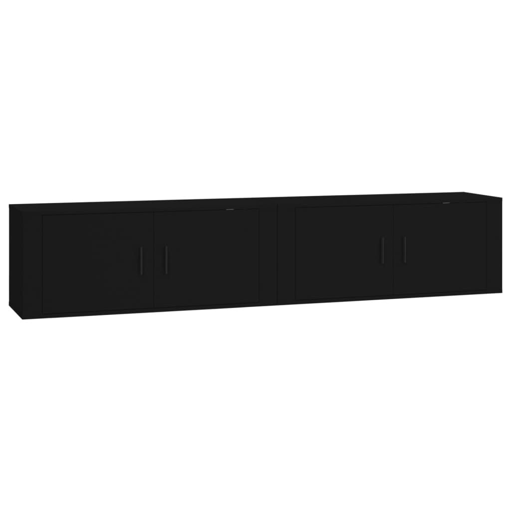2 Piece Wall-mounted TV Cabinet Set Black 100x34,5x40 cm