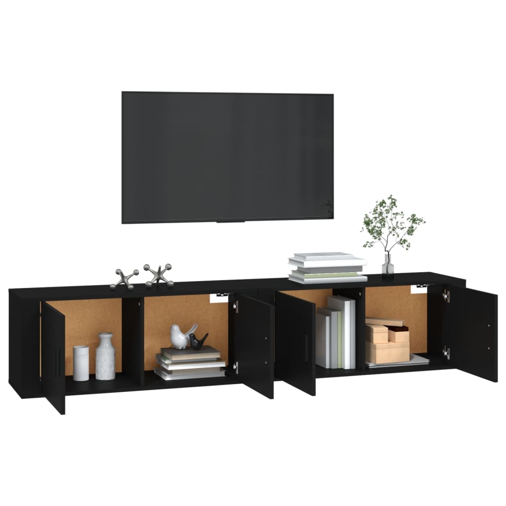 2 Piece Wall-mounted TV Cabinet Set Black 100x34,5x40 cm