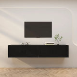 2 Piece Wall-mounted TV Cabinet Set Black 100x34,5x40 cm