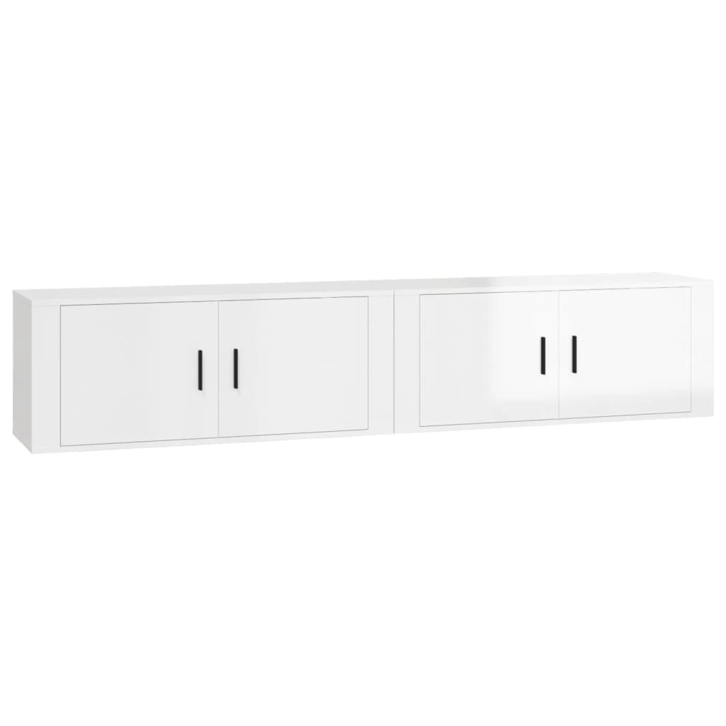 2 Piece Wall-mounted TV Cabinet Set High Gloss White 100x34,5x40 cm