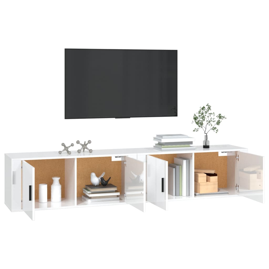 2 Piece Wall-mounted TV Cabinet Set High Gloss White 100x34,5x40 cm