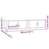 2 Piece Wall-mounted TV Cabinet Set High Gloss White 100x34,5x40 cm - Low Angle