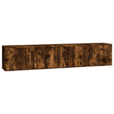 Wall-mounted TV Cabinets 2 pcs Smoked Oak 100x34.5x40 cm - Front View