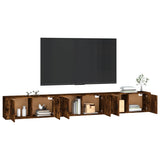 Wall-mounted TV Cabinets 3 pcs Smoked Oak 100x34.5x40 cm - Side View
