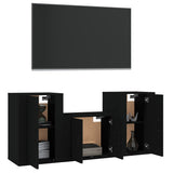 3 Piece TV Cabinet Set Black Engineered Wood - Side View