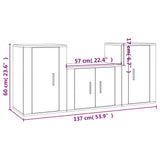 3 Piece TV Cabinet Set Black Engineered Wood
