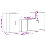 3 Piece TV Cabinet Set Concrete Grey Engineered Wood - Extra Image