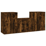 3 Piece TV Cabinet Set Smoked Oak Engineered Wood - Front View