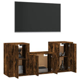 3 Piece TV Cabinet Set Smoked Oak Engineered Wood - Side View