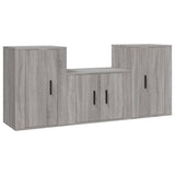 3 Piece TV Cabinet Set Grey Sonoma Engineered Wood - Front View