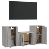 3 Piece TV Cabinet Set Grey Sonoma Engineered Wood - Side View