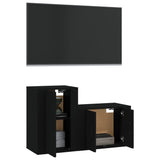 2 Piece TV Cabinet Set Black Engineered Wood - Side View