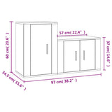 2 Piece TV Cabinet Set Black Engineered Wood - Extra Image