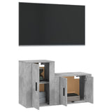 2 Piece TV Cabinet Set Concrete Grey Engineered Wood - Side View