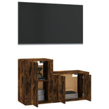 2 Piece TV Cabinet Set Smoked Oak Engineered Wood - Side View