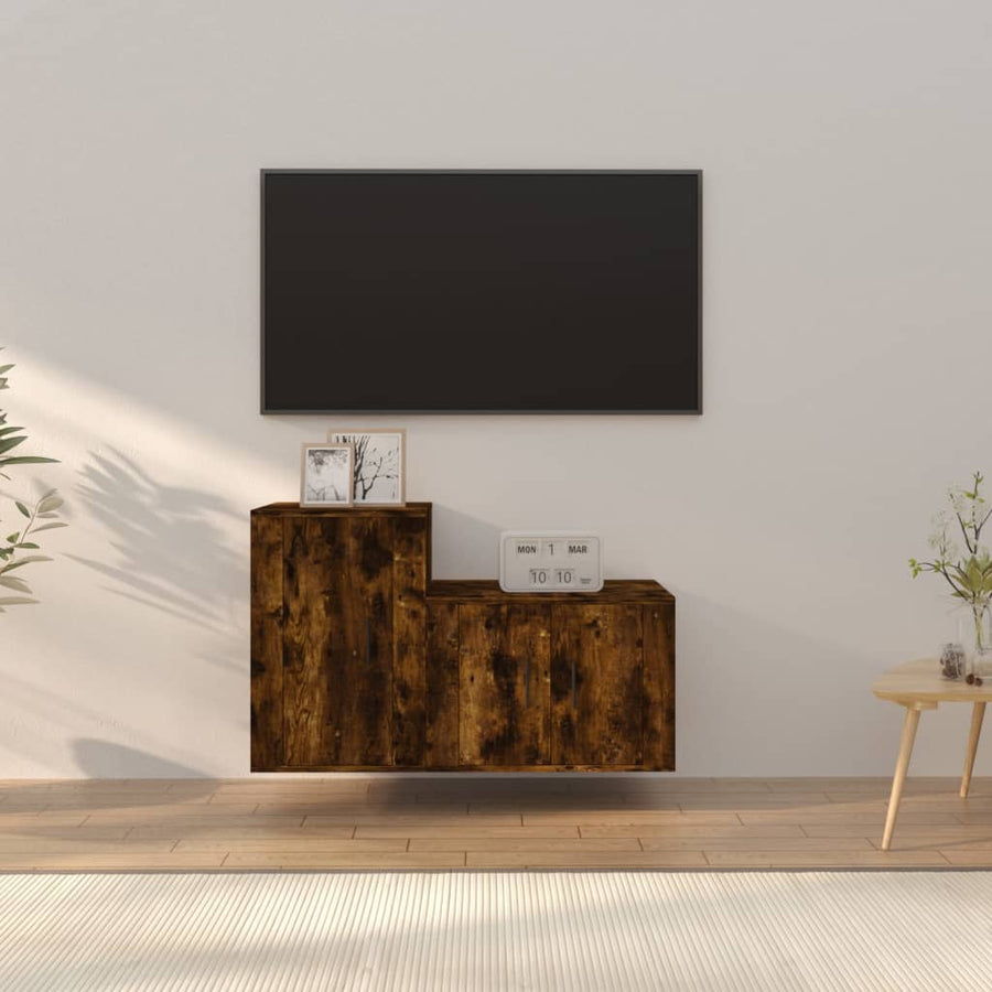 2 Piece TV Cabinet Set Smoked Oak Engineered Wood