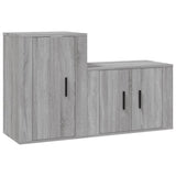 2 Piece TV Cabinet Set Grey Sonoma Engineered Wood - Front View