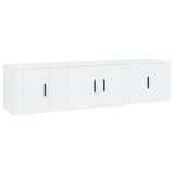 3 Piece TV Cabinet Set White Engineered Wood - Front View