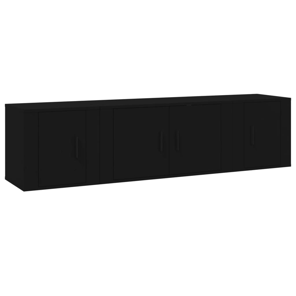 3 Piece TV Cabinet Set Black Engineered Wood
