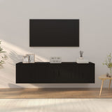 3 Piece TV Cabinet Set Black Engineered Wood