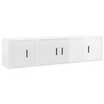 3 Piece TV Cabinet Set High Gloss White Engineered Wood