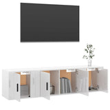 3 Piece TV Cabinet Set High Gloss White Engineered Wood - Side View