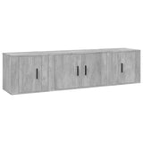 3 Piece TV Cabinet Set Concrete Grey Engineered Wood - Front View