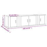 3 Piece TV Cabinet Set Concrete Grey Engineered Wood - Extra Image
