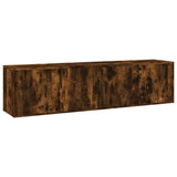 3 Piece TV Cabinet Set Smoked Oak Engineered Wood - Front View