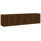 3 Piece TV Cabinet Set Brown Oak Engineered Wood - Front View