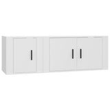 2 Piece TV Cabinet Set White Engineered Wood - Front View