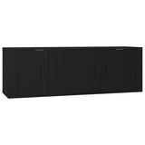 2 Piece TV Cabinet Set Black Engineered Wood