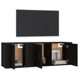 2 Piece TV Cabinet Set Black Engineered Wood