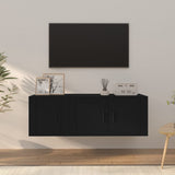 2 Piece TV Cabinet Set Black Engineered Wood