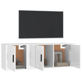 2 Piece TV Cabinet Set High Gloss White Engineered Wood - Side View