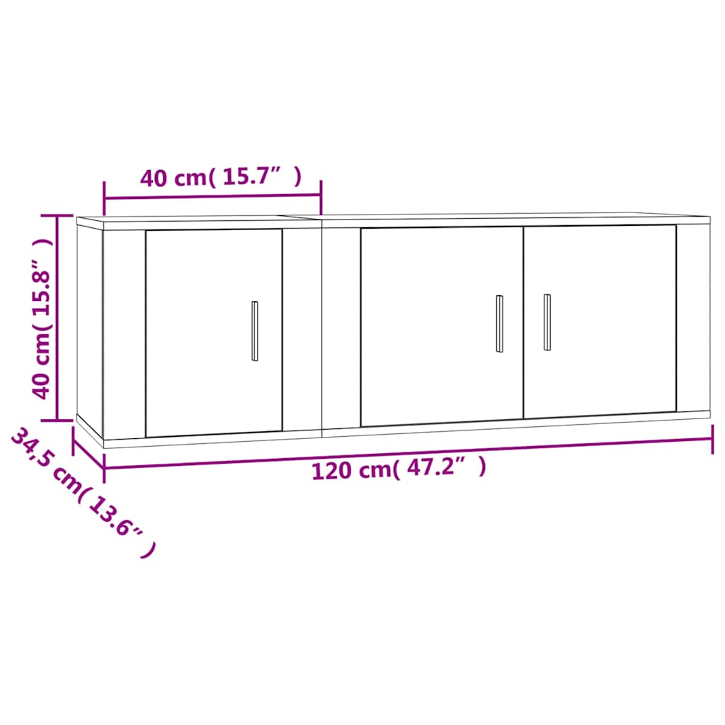 2 Piece TV Cabinet Set Brown Oak Engineered Wood