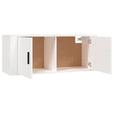 3 Piece TV Cabinet Set White Engineered Wood - 45-Degree Angle