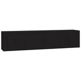 3 Piece TV Cabinet Set Black Engineered Wood - Front View