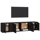 3 Piece TV Cabinet Set Black Engineered Wood